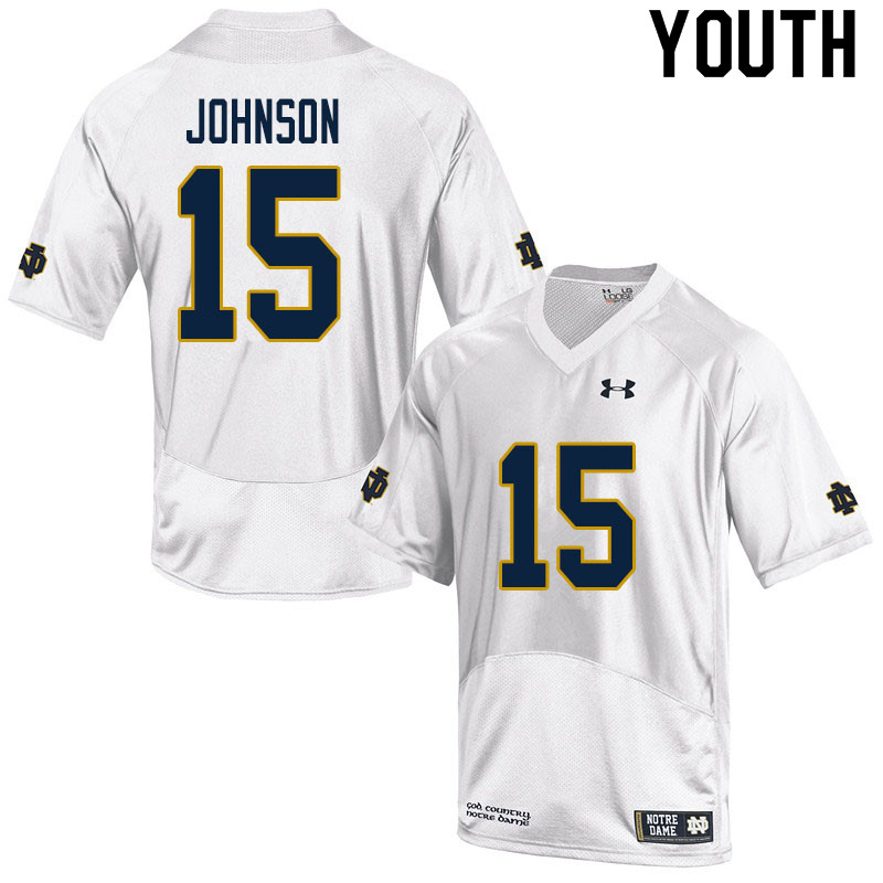 Youth #15 Jordan Johnson Notre Dame Fighting Irish College Football Jerseys Sale-White